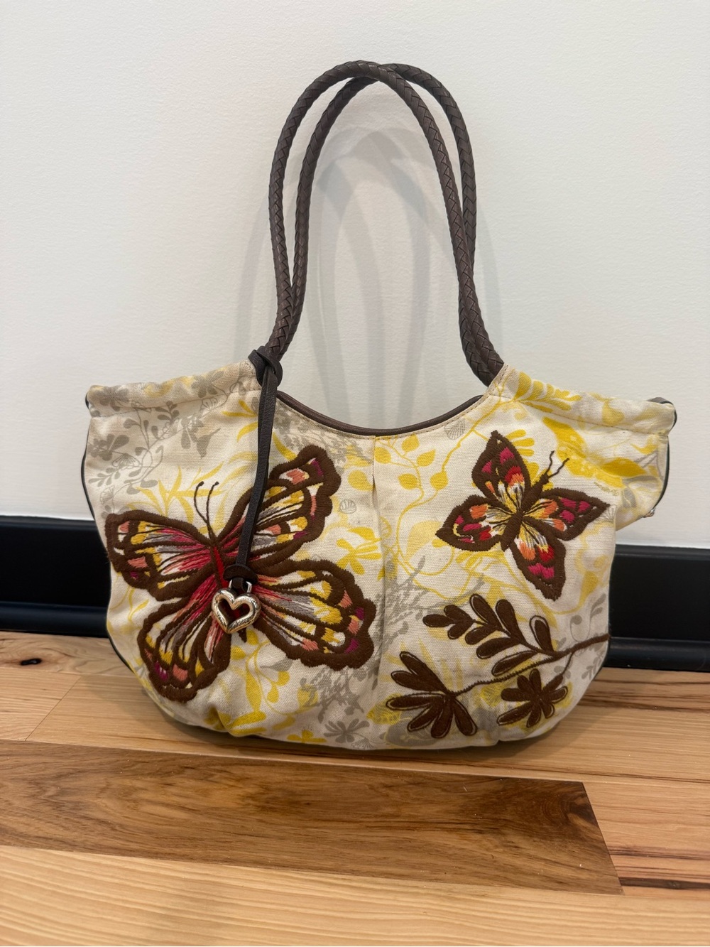 Brighton Embroidered Butterfly Canvas Tote Bag